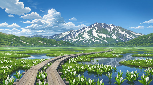 尾瀬ヶ原×至仏山×水芭蕉