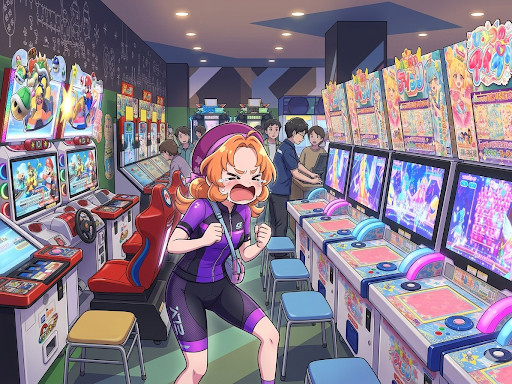 ゲームセンター内にてプリキュアのゲームがなく喚いているあんな
