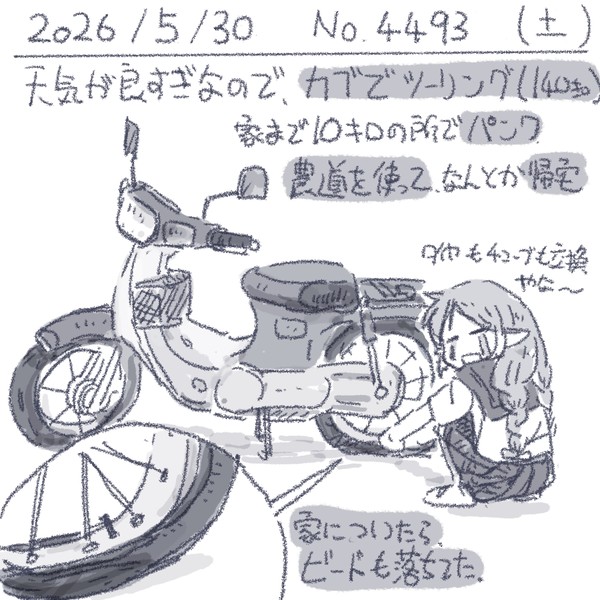 絵日記 2026/05/30 パンクなカブツーリング