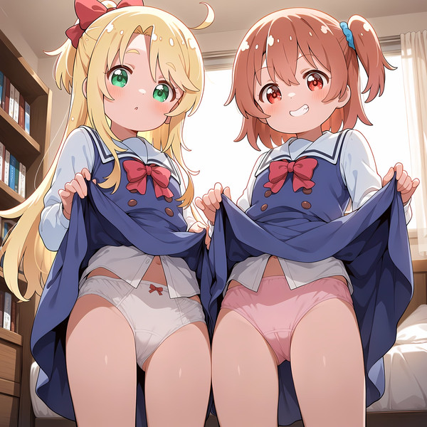 ひなた・乃愛:パンツ下し