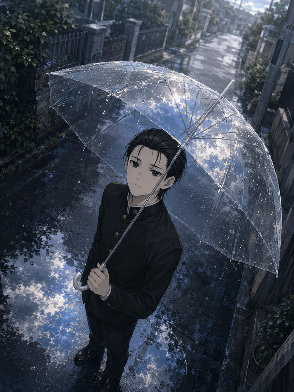 雨の日のビニール傘