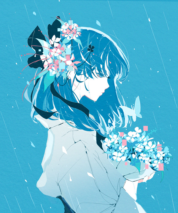 六月の紫陽花は雨で咲く。 - 1/1