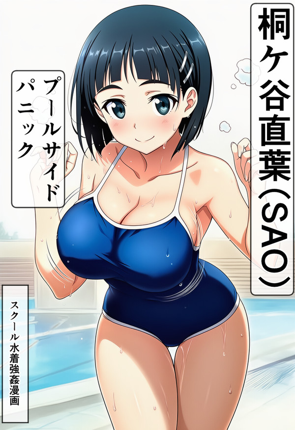 桐ヶ谷直葉プールサイドパニック(強姦1枚漫画) - 1/2