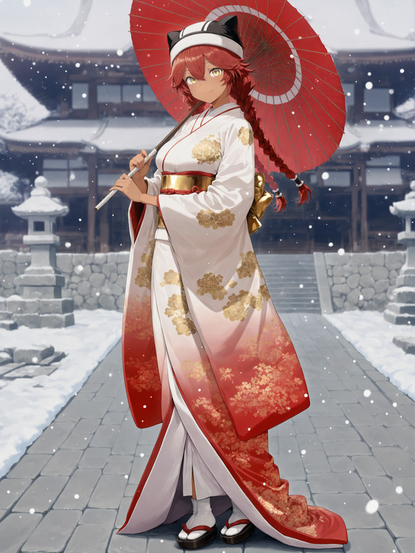 雪景色×着物美女