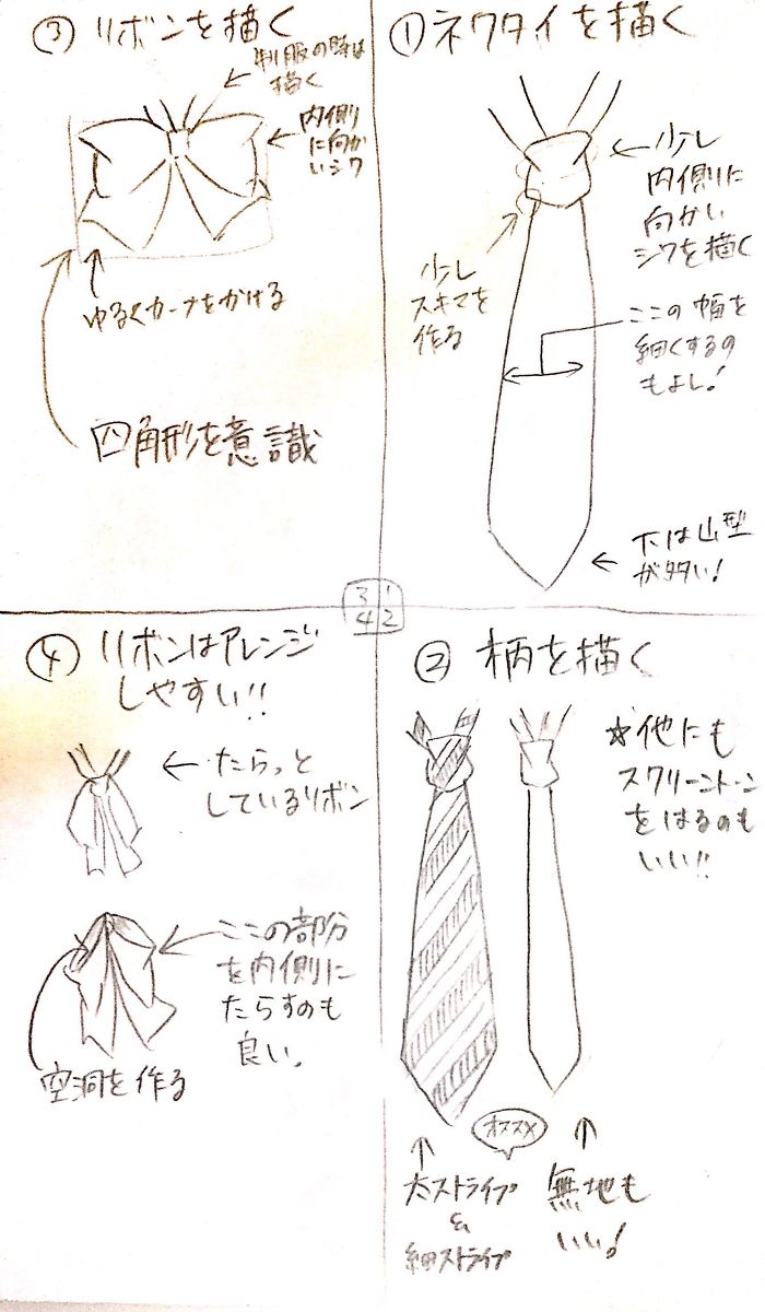 自己流ネクタイ&リボンの描き方