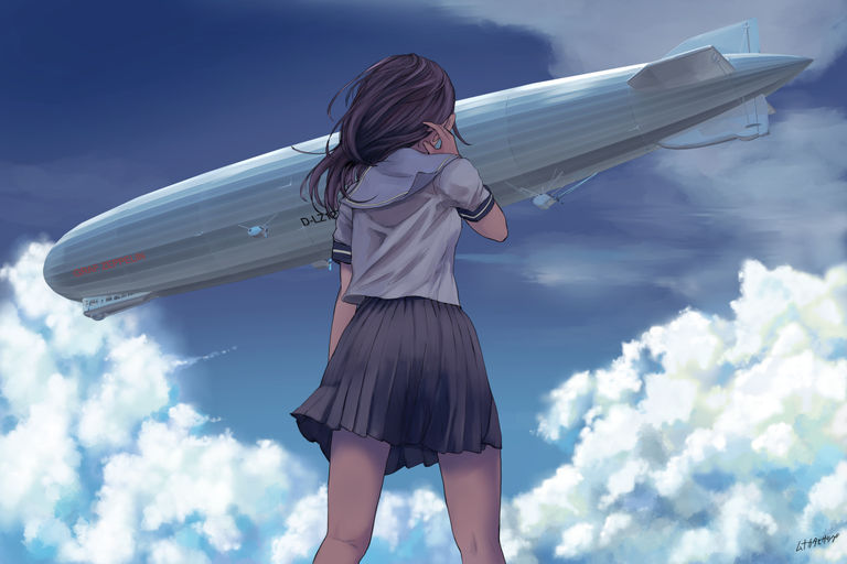 巨大構造物と少女シリーズ「飛行船」