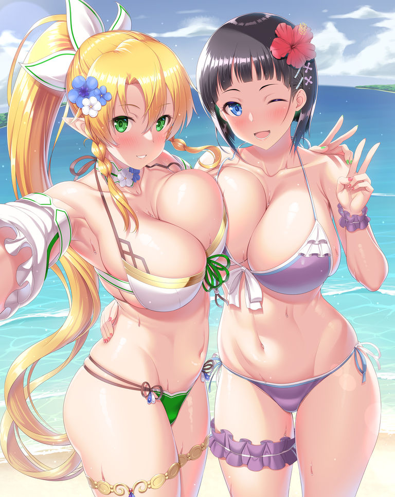 水着リーファちゃんと直葉ちゃん