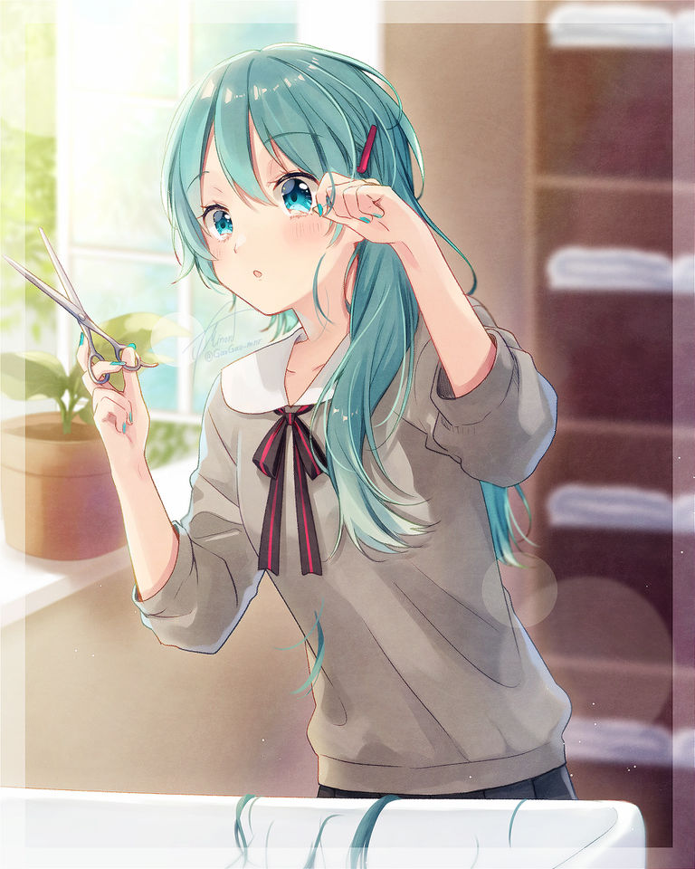 【pixivリクエスト】髪を切るミク
