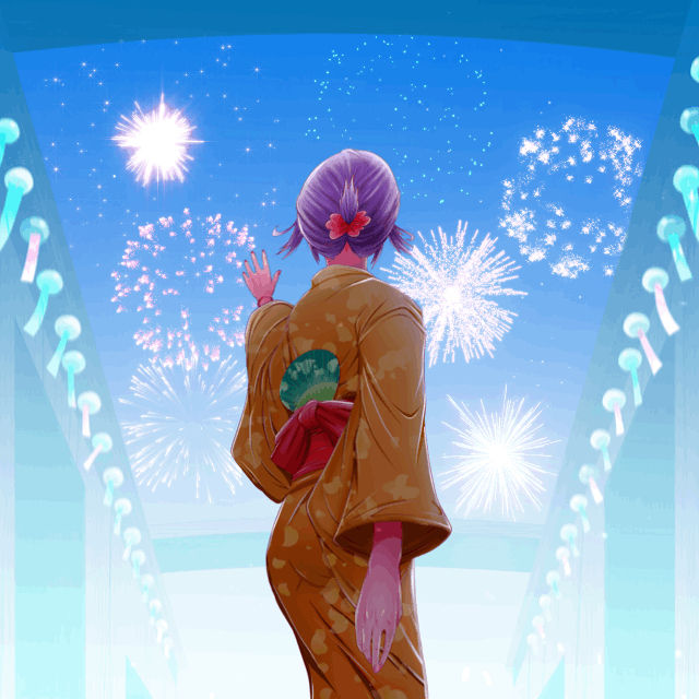 夜空の花と風の鈴