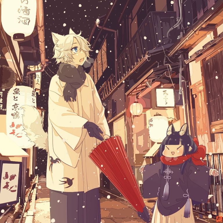 初雪先斗町