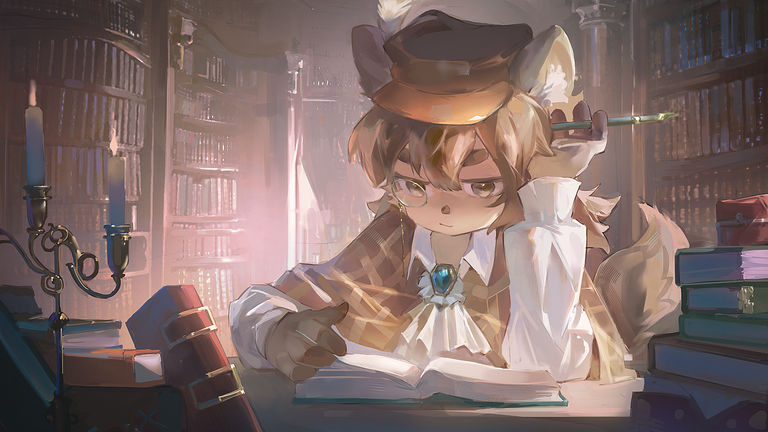 深夜 の図書館