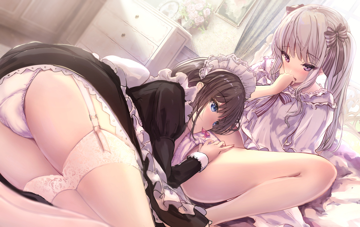 This is a pixiv picture whose title is メイドさんとお嬢さん.