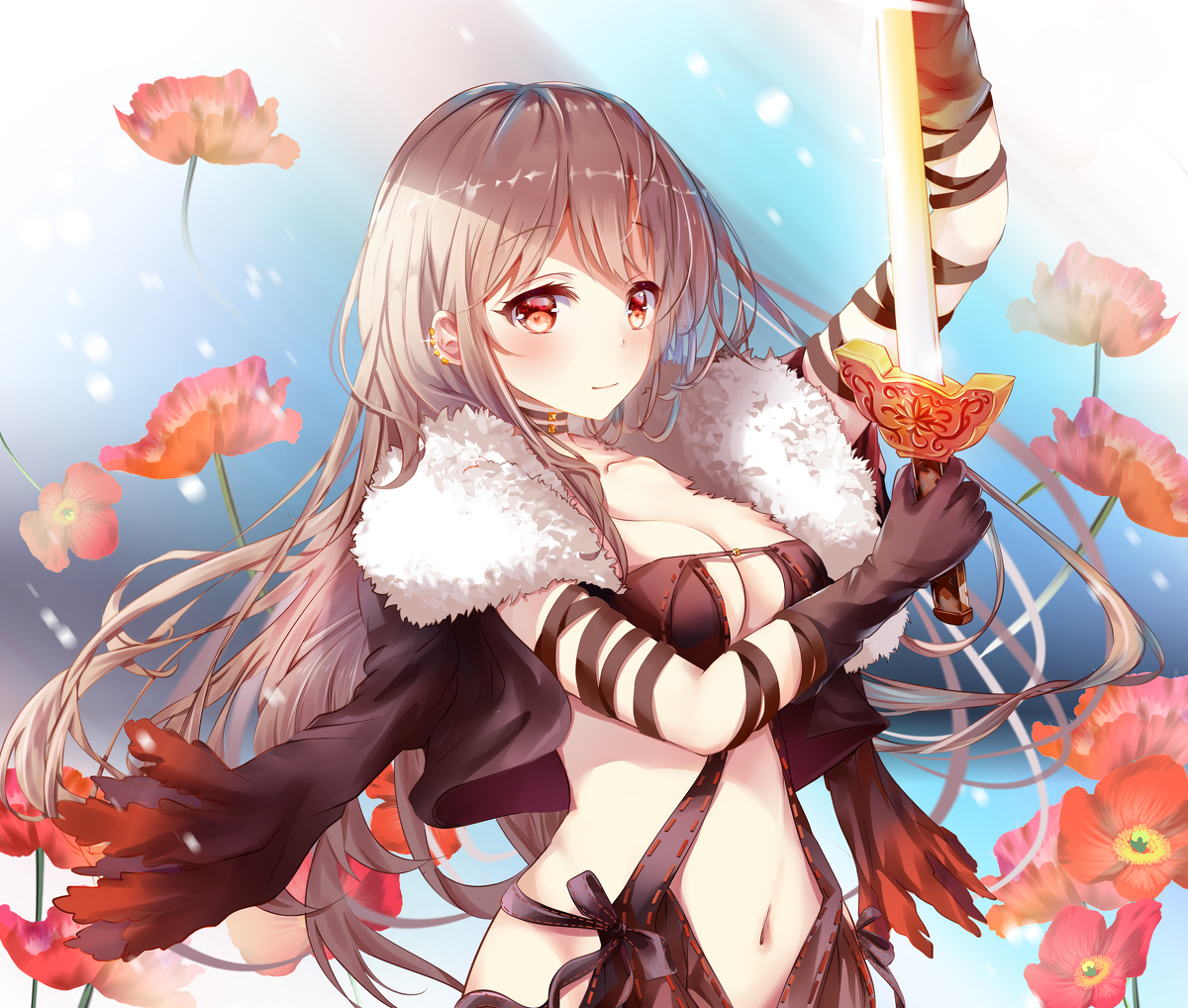 This is a pixiv picture whose title is 虞美人.