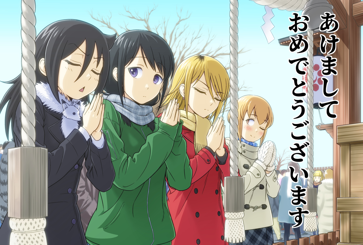 This is a pixiv picture whose title is 4人で初詣.