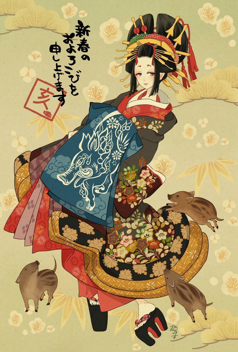 This is a pixiv picture whose title is 謹賀新年2019.