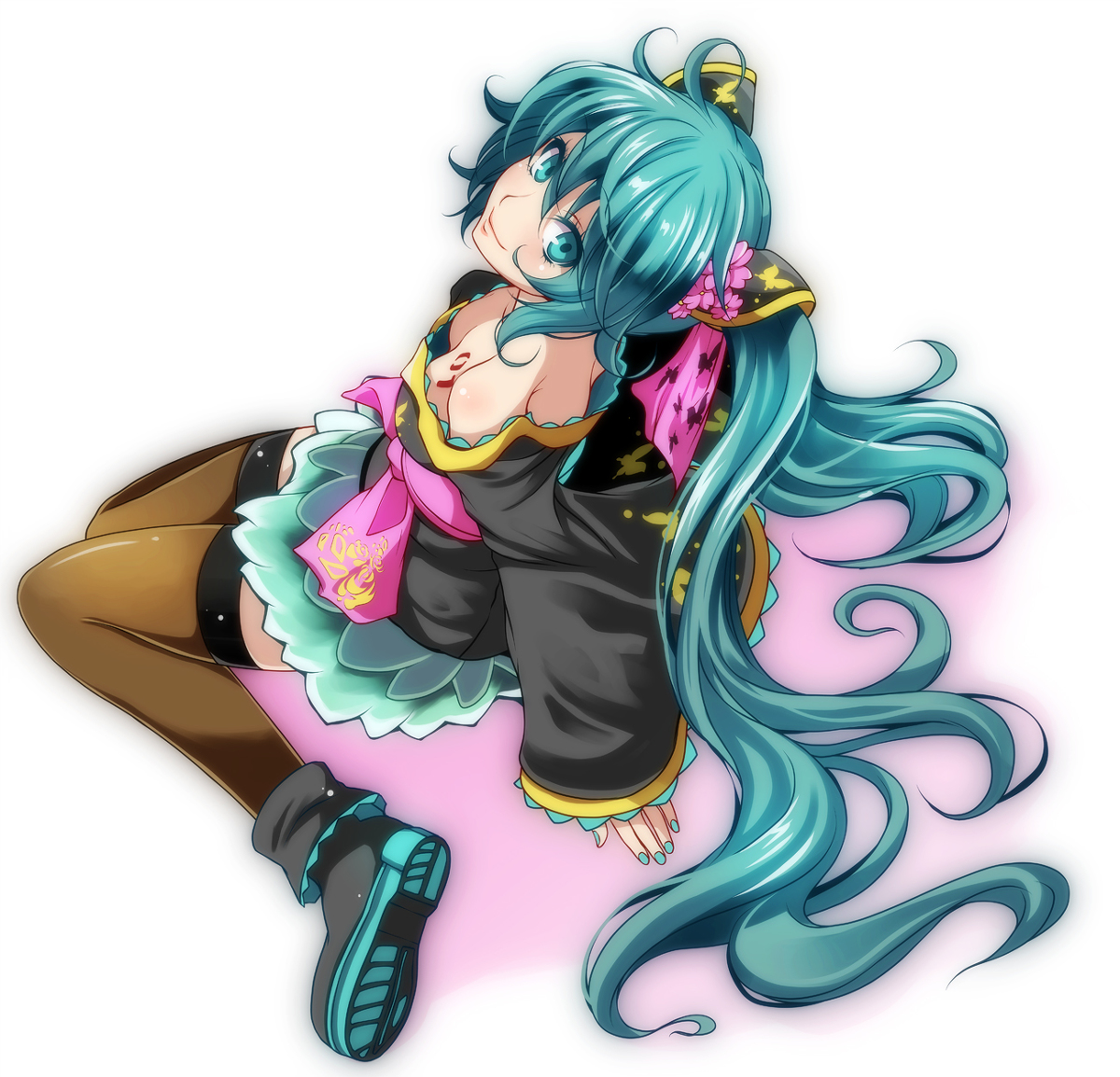 This is a pixiv picture whose title is 【初音ミク】 蝶.