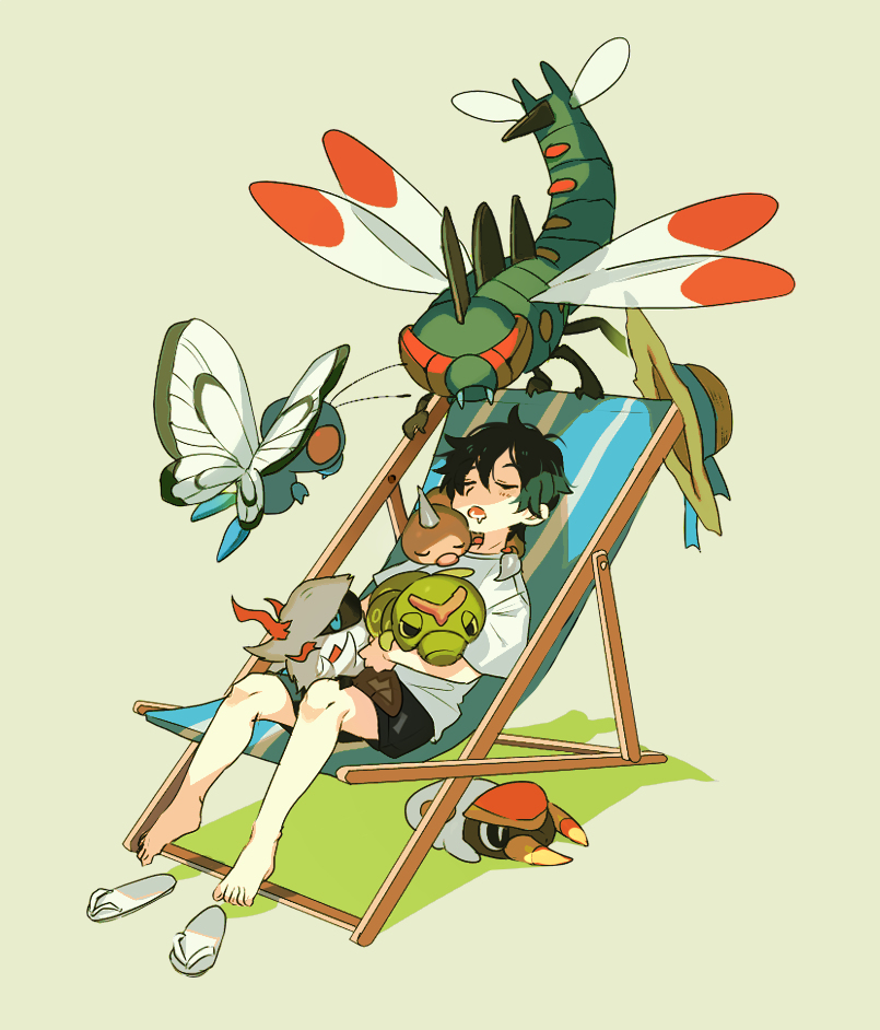 This is a pixiv picture whose title is ポケモンと一緒！.