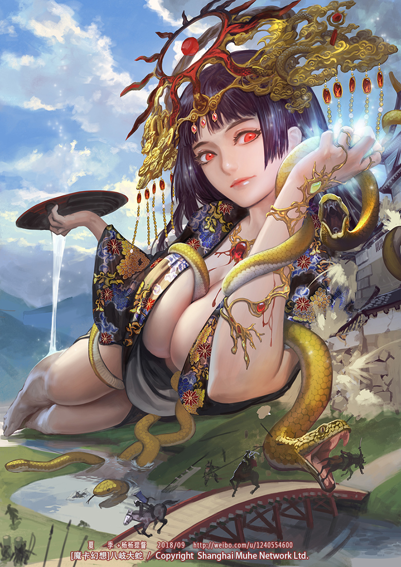 This is a pixiv picture whose title is 魔卡幻想-八岐大蛇.