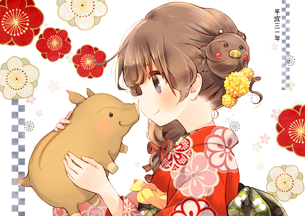 This is a pixiv picture whose title is 年賀絵2019.