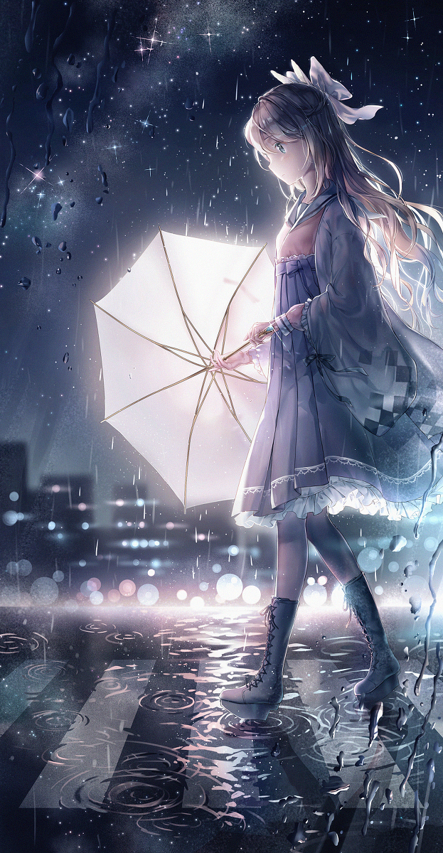 This is a pixiv picture whose title is 星が見える雨の日.