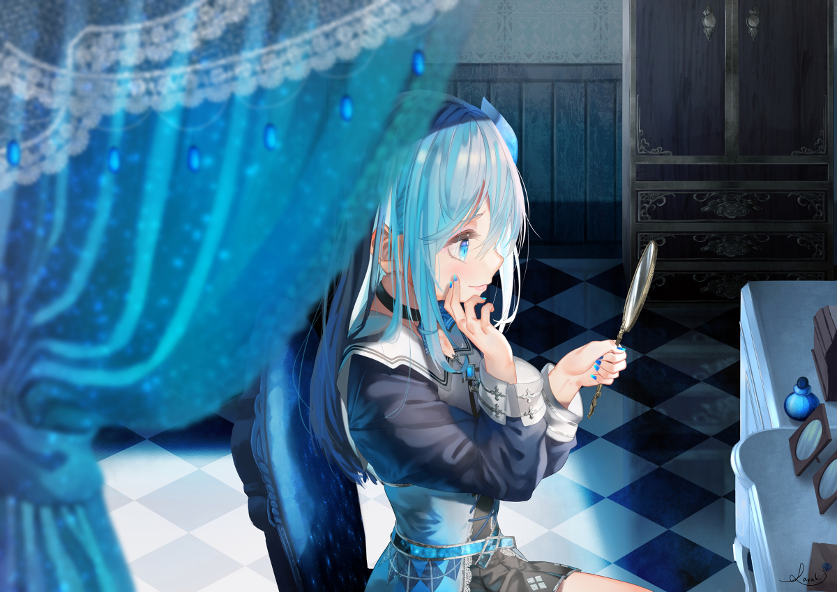 This is a pixiv picture whose title is 向き合う.