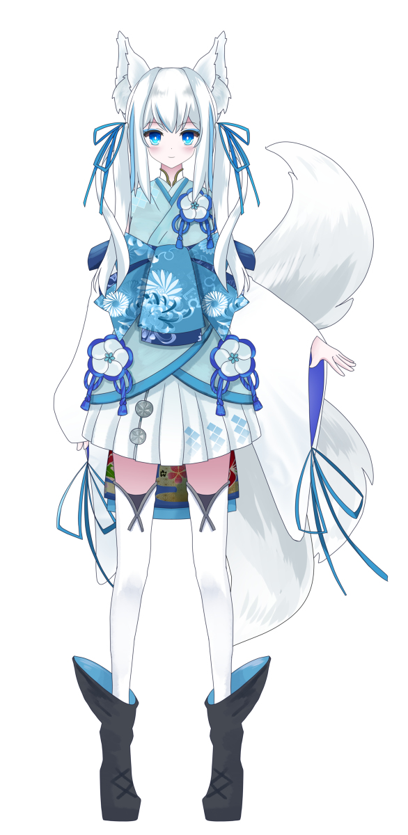 This is a pixiv picture whose title is Vtuber狐狐音の前、Live2D+Facerig用立ち絵.