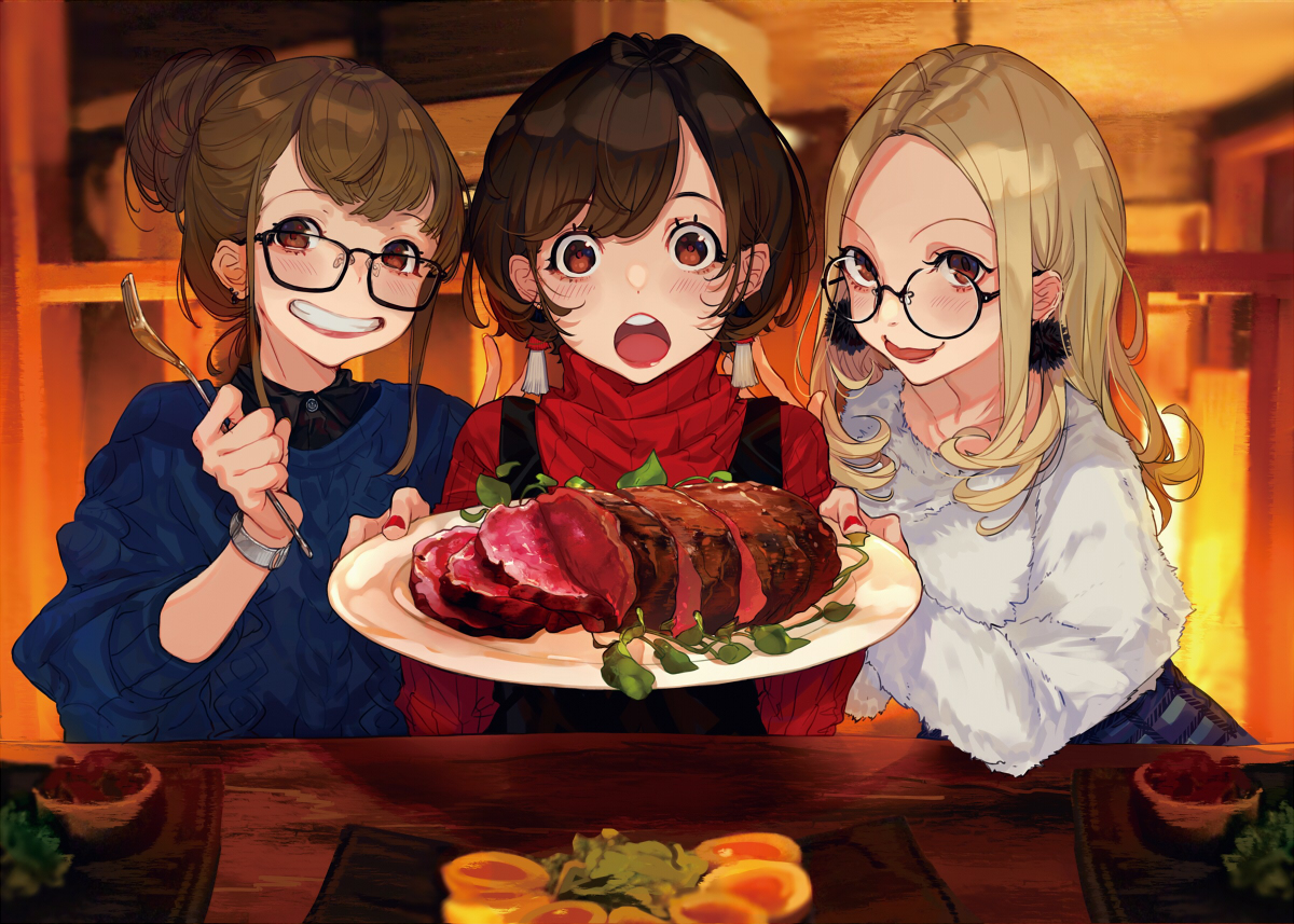 This is a pixiv picture whose title is 肉！.