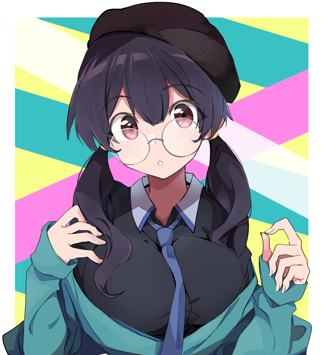 This is a pixiv picture whose title is 丸メガネ女子.