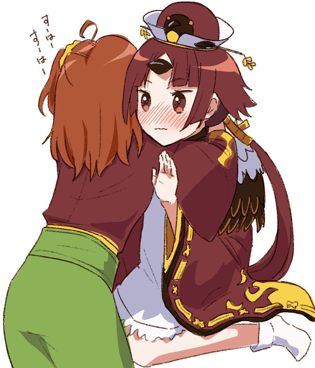 This is a pixiv picture whose title is 「レムレムした先輩が紅閻魔さんを吸引しています！」.