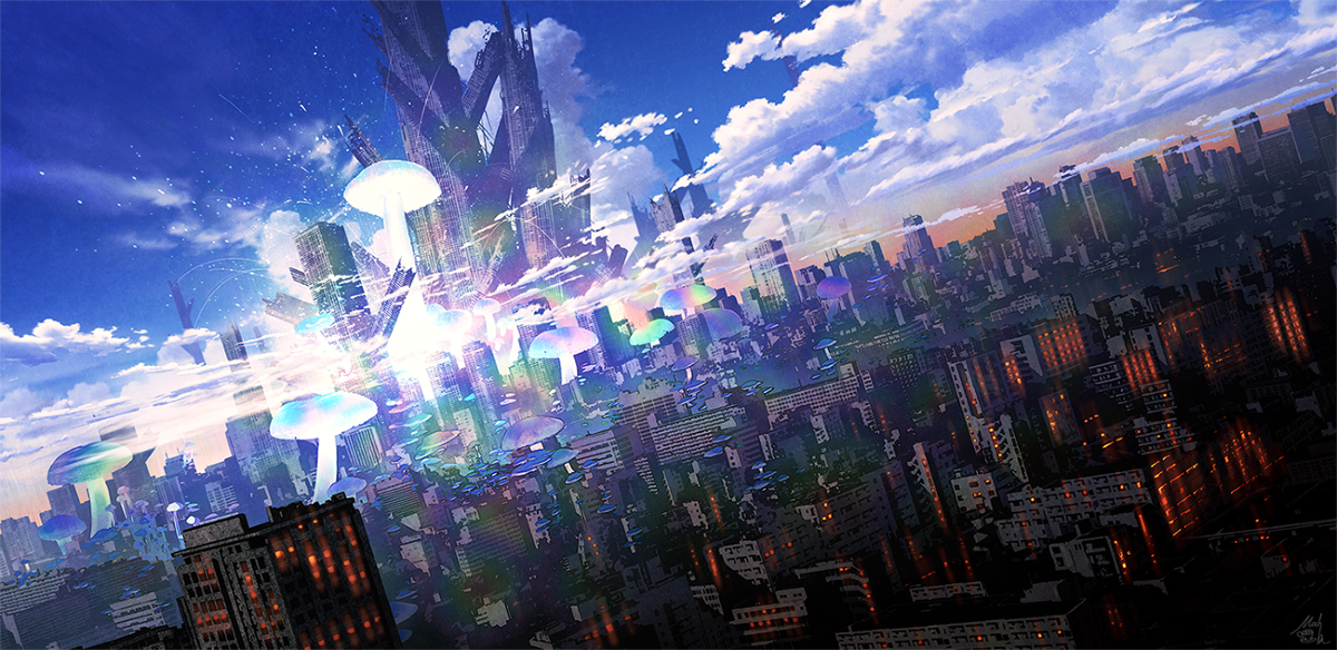 This is a pixiv picture whose title is 都市生命体東京.