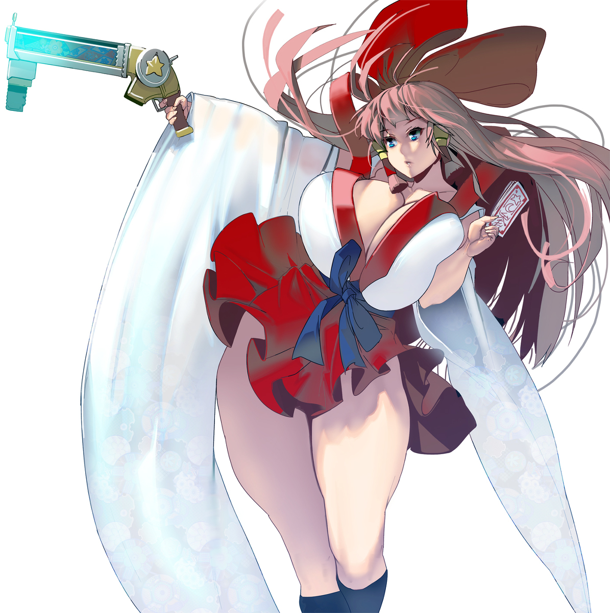 This is a pixiv picture whose title is 巫女さんの太もも.
