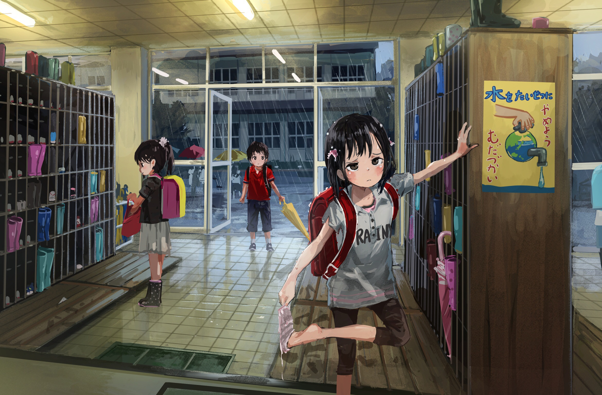 This is a pixiv picture whose title is 雨の日.