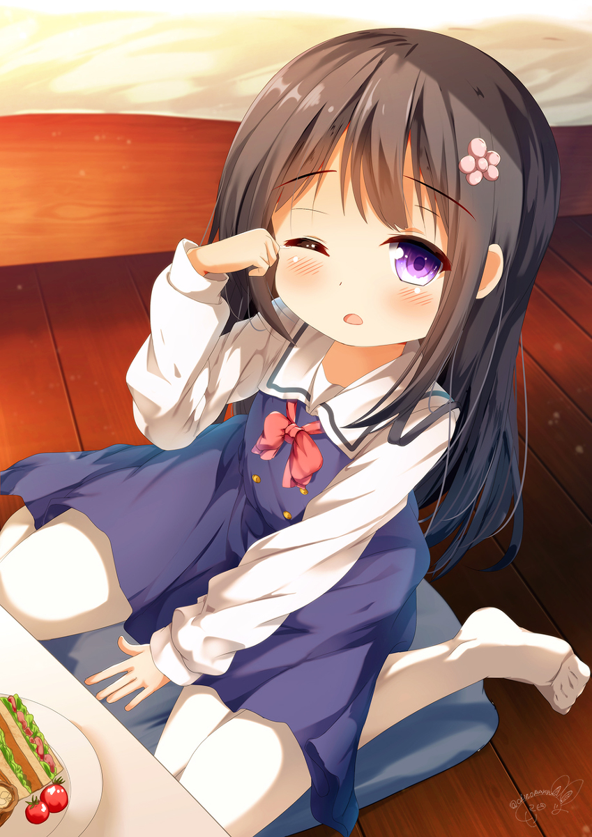 This is a pixiv picture whose title is 食べたら眠くなっちゃった。。。.