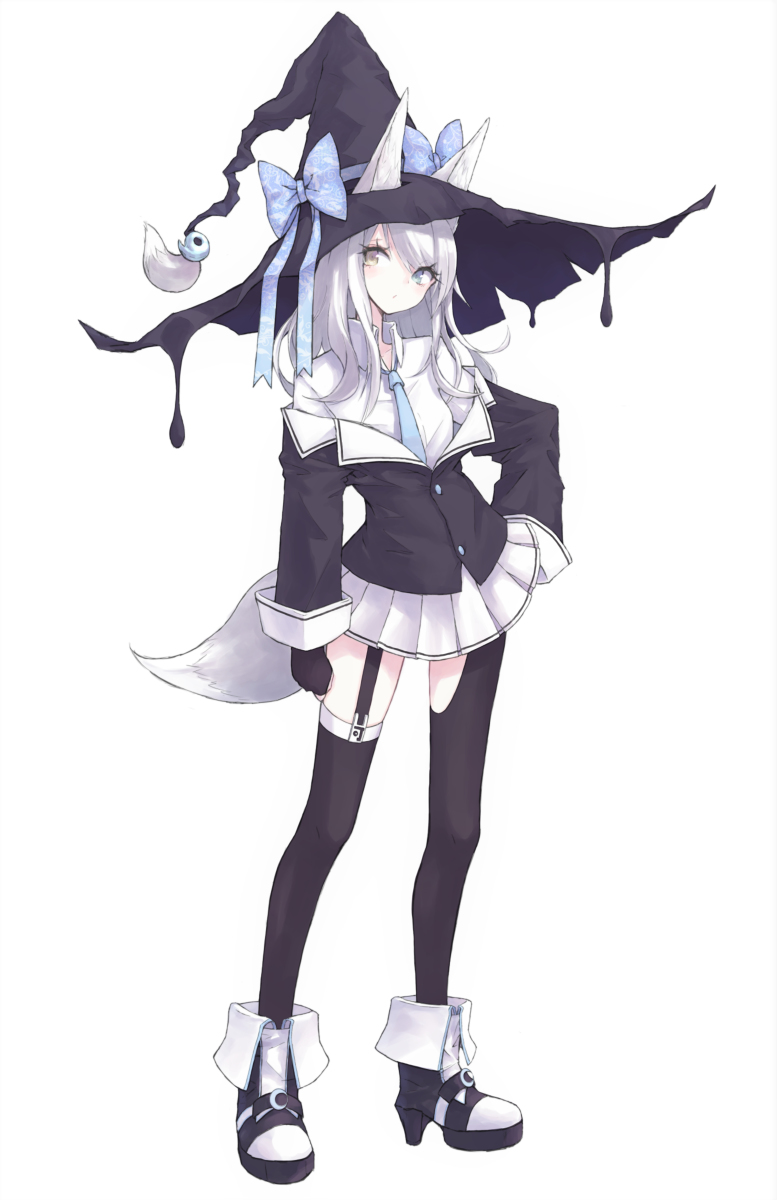 This is a pixiv picture whose title is アルビノ魔女っ狐【染】.