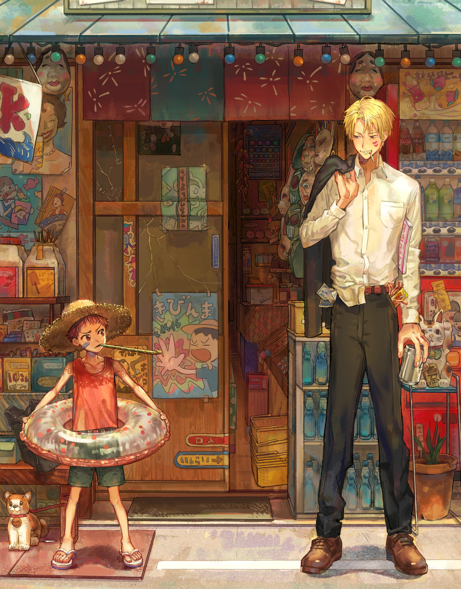 This is a pixiv picture whose title is 駄菓子屋の前の遭遇.