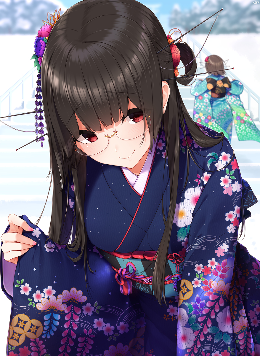 This is a pixiv picture whose title is 振袖鳥海ちゃん.