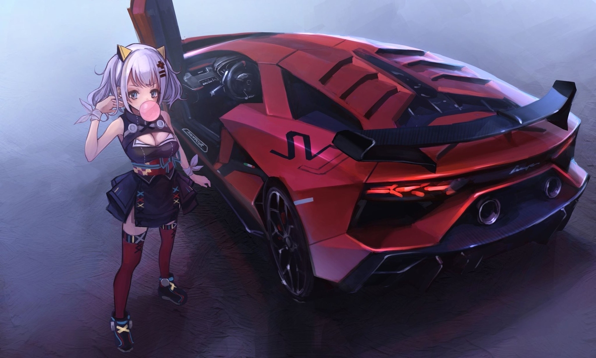 This is a pixiv picture whose title is Lamborghini Aventador SVJ.