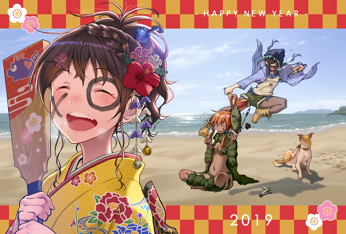 This is a pixiv picture whose title is 年賀状 -2019-.