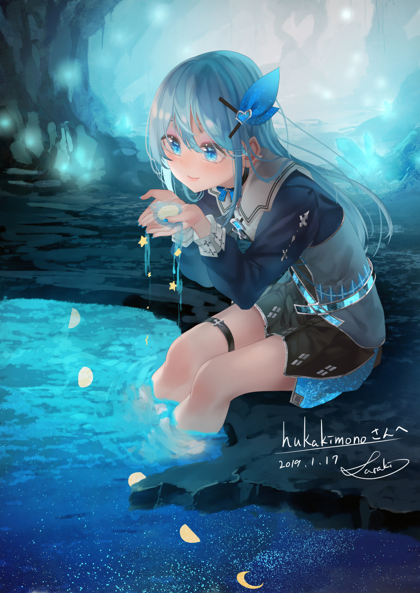 This is a pixiv picture whose title is 夜空の湖.