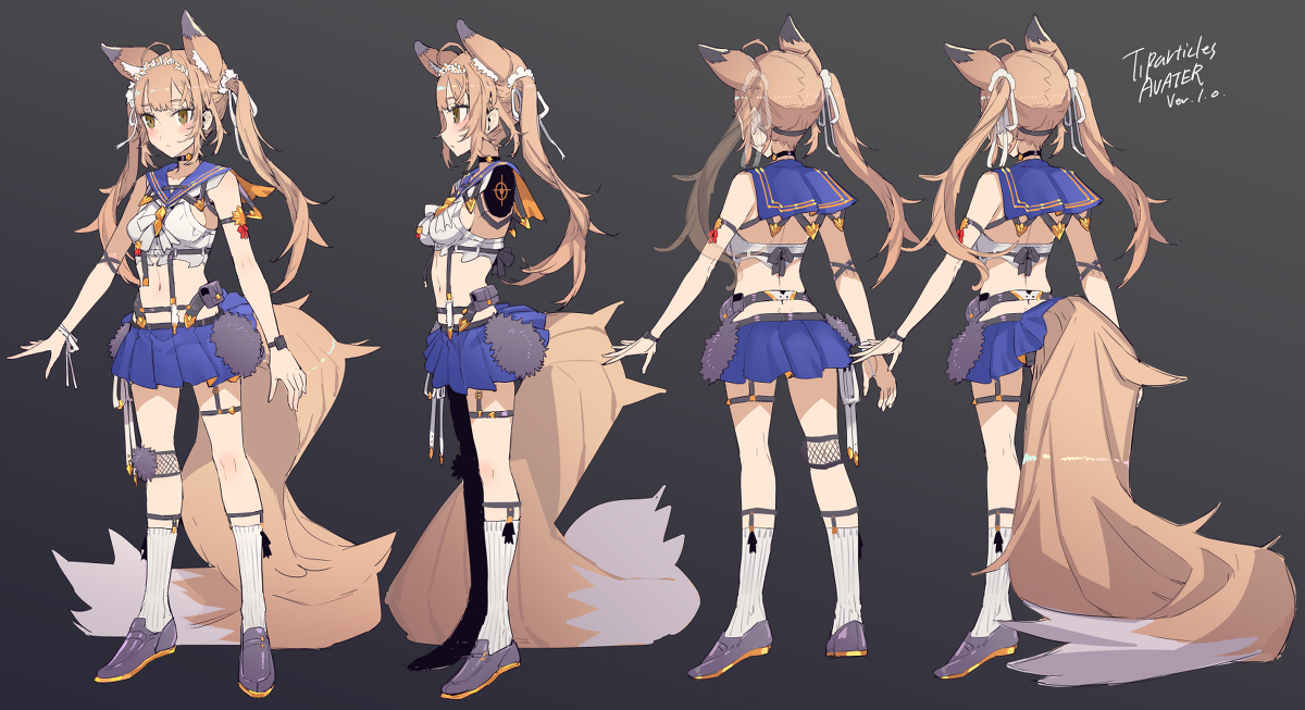 This is a pixiv picture whose title is 来世三面図.