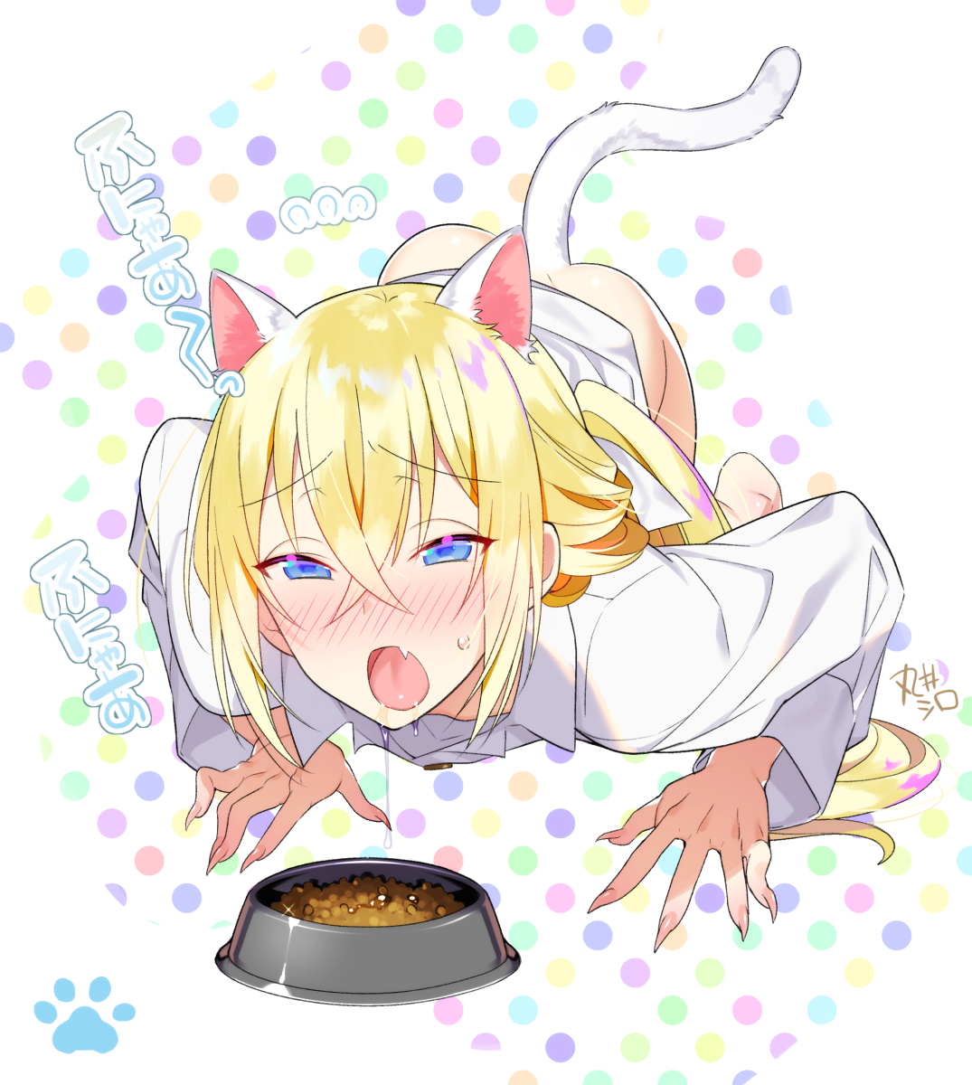 This is a pixiv picture whose title is 猫耳ママ♂.