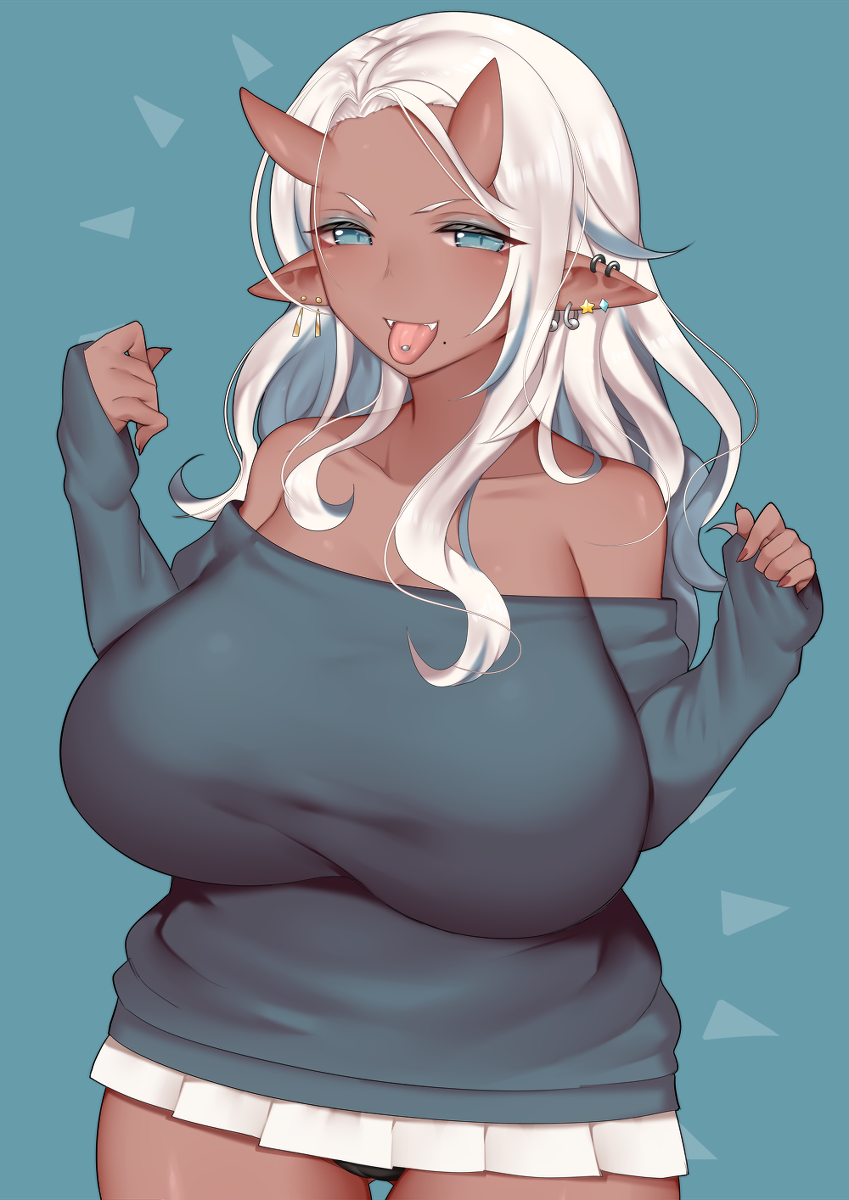 This is a pixiv picture whose title is 鬼ギャル.