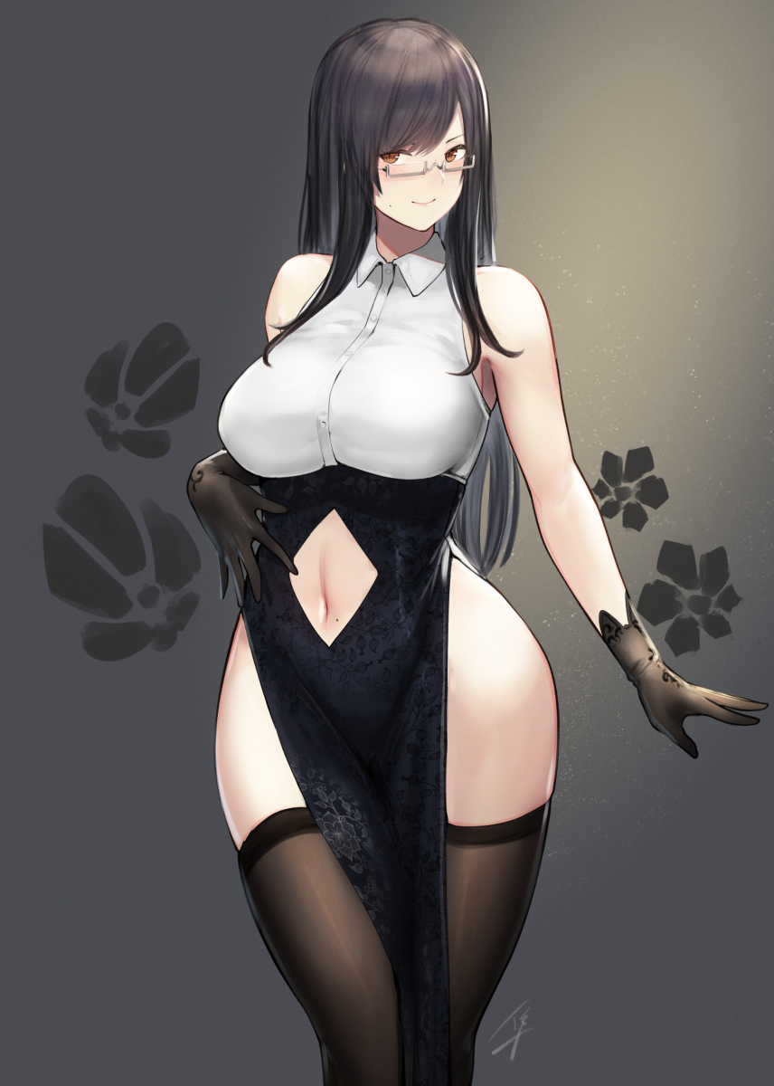 This is a pixiv picture whose title is スリットお姉さん.