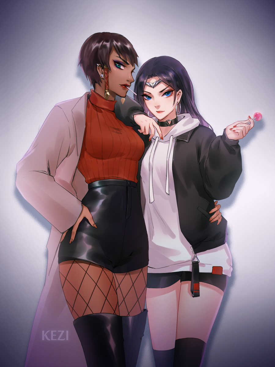 This is a pixiv picture whose title is Casual Karma and Irelia.