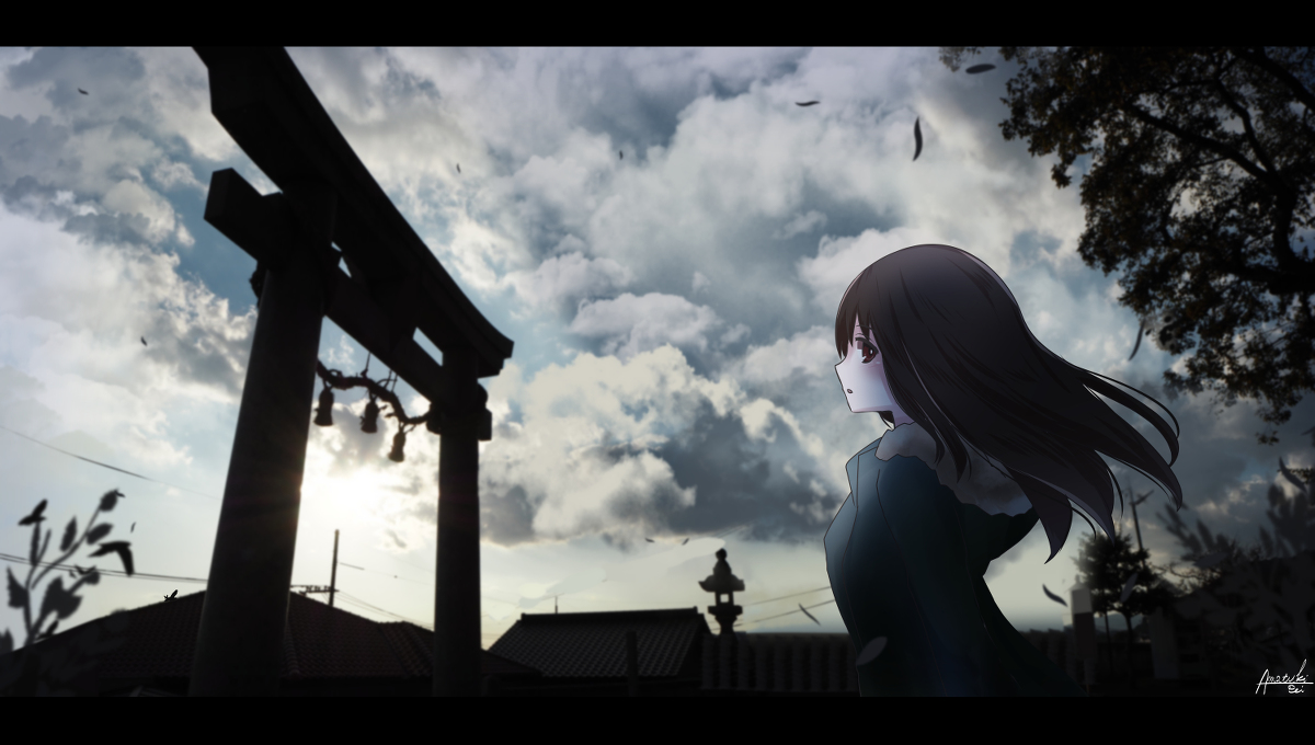 This is a pixiv picture whose title is 朝焼けの中.