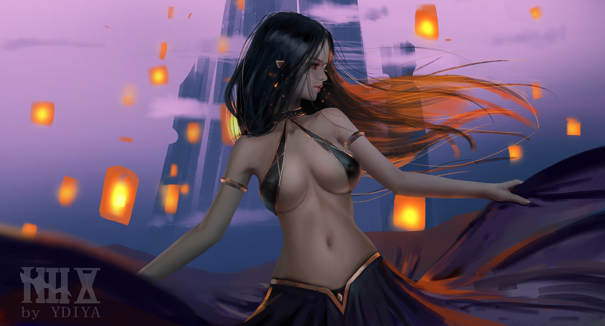 This is a pixiv picture whose title is 灯笼夜.