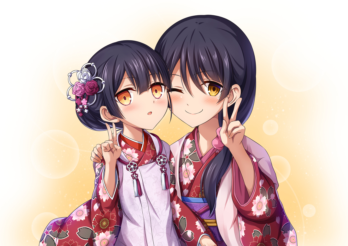 This is a pixiv picture whose title is 朔月親子.