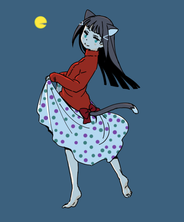 This is a pixiv picture whose title is 月と黒猫.