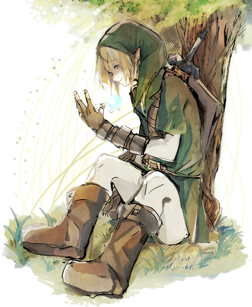 This is a pixiv picture whose title is 木漏れ日と勇者と妖精と.