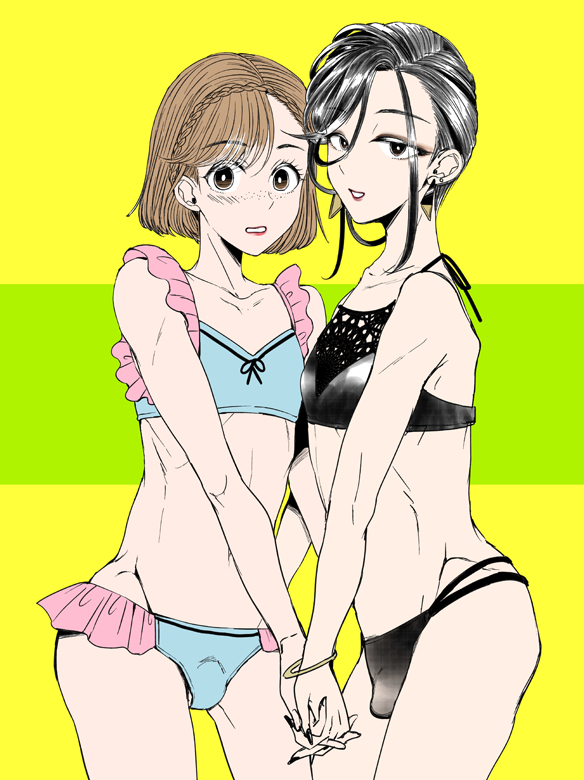 This is a pixiv picture whose title is 女装子と女装子②.